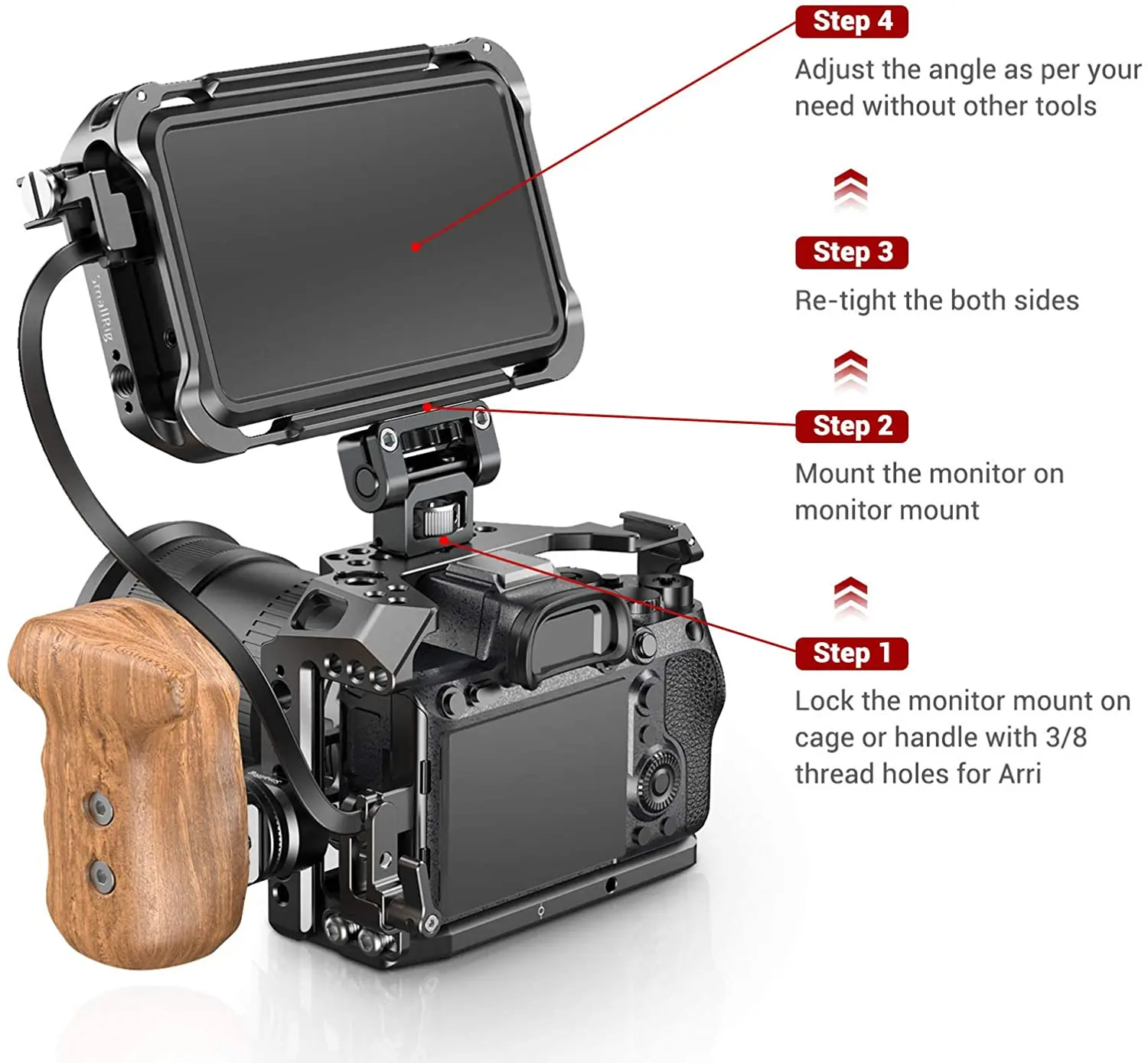 Держатель монитора SmallRig с двумя камерами поддержка EVF поворотное крепление