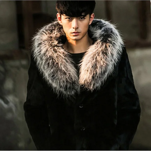 Черные мужские куртки из искусственного меха 2020 зимняя повседневная Шуба с