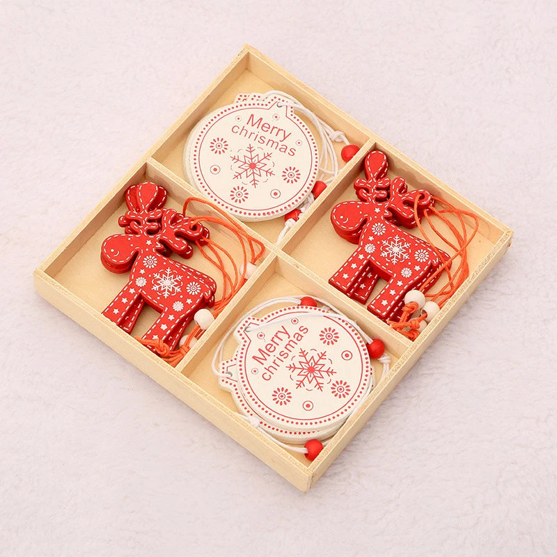 

12Pcs Christmas Snowflakes Wooden Pendants Xmas Tree Ornaments Home Hanging Decor Christmas Decorations for Home