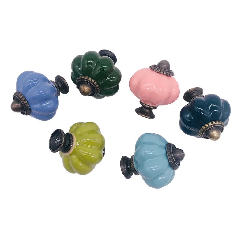 1x Ретро винтажная Тыква керамическая ручка выдвижного ящика Ручка для дверей