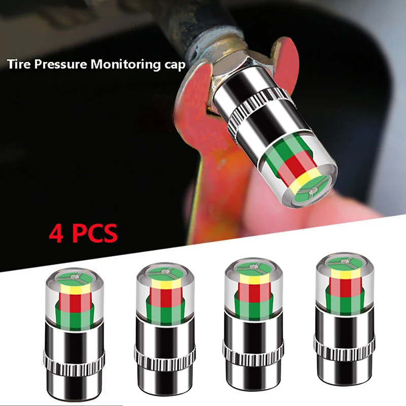 

4 Stex/set Auto Wireless Tape Voltage Cap Ventiel Volume Tape Voltage Meter Monitor External Tire Cap Vacuum Pressure