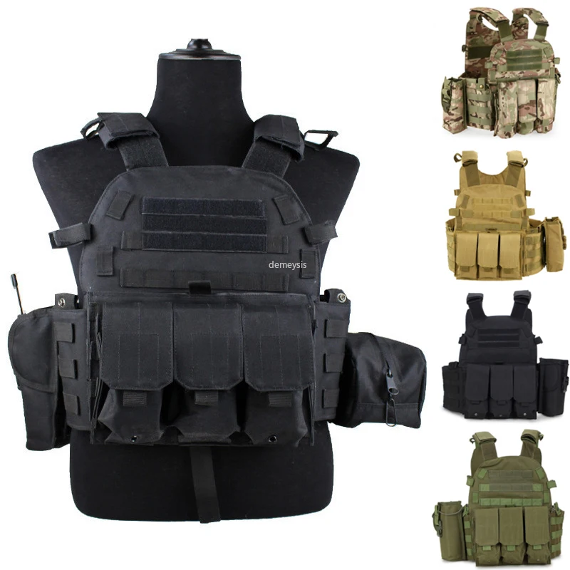 

Tactical Molle Vest Nylon Body Armor Hunting Plate Carrier Airsoft Paintball Vest with Magazine Pouch CS Game Combat Gear