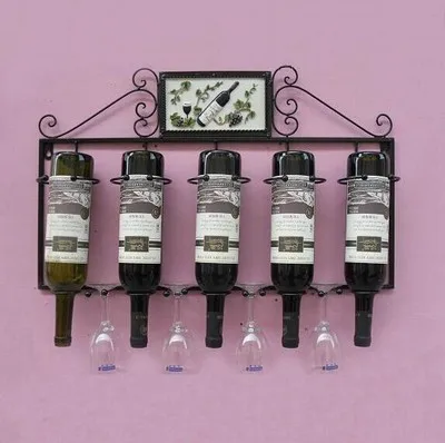 5 бутылок Европейский Ретро Железный винный шкаф настенный креативный Простой