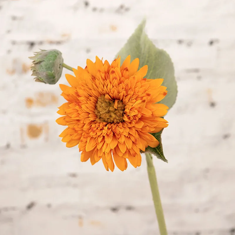 

Artificial Sunflower Flower Branch for Wedding Bouquet Road Lead Home Decoration Accessories Flocking Fake Flowers