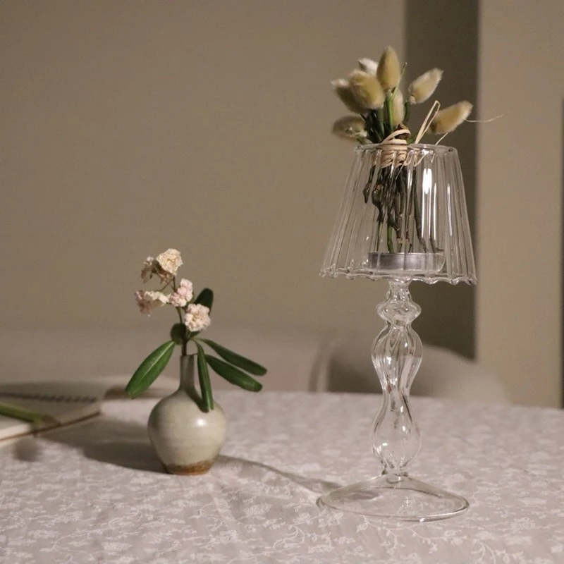 Настольная лампа в форме полосы стиле ретро стеклянный подсвечник романтическое