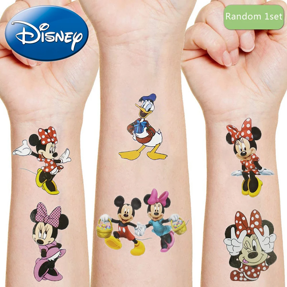 Disney Mickey Minnie Mouse Original Tattoo Sticker Toy Random 1pcs Anime Figures Cartoon Kids Girls Christmas Birthday Gifts