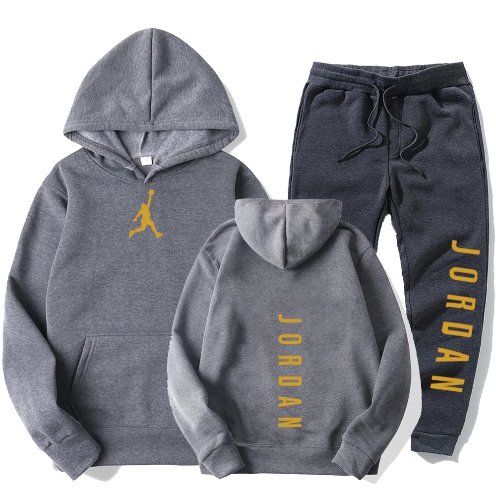 

2 Pieces Sets Printed Tracksuit Men Hooded Sweatshirt+Joggers Pants Pullover Hoodie Sportwear Suit Casual Men Clothes Streetwear