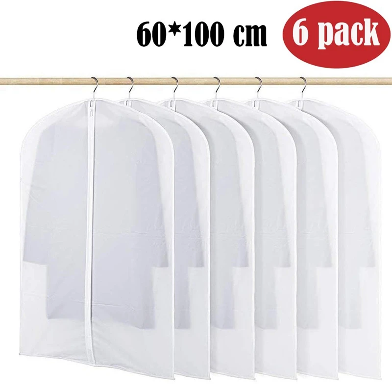 

Garment Covers, 6 Pcs Suit / Wardrobe Cover Foldable Protection Garment Bag, Transparent Dust Protection, Waterproof with Zip fo