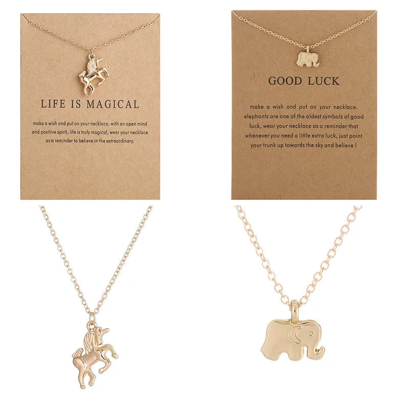 

2021 New Fashion Animal Elephant Flower Gold Color Pendant Necklaces Clavicle Chains Chain Women Vintage Gift Party Jewelry