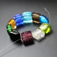10pcs 12mm lampwork glass beads square shape flat foiled multi color for jewelry bracelet necklace earring diy craft