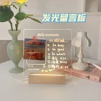 transparent usb acrylic daily moments photo memo message board light write note board with wood stand holder set lamp creative