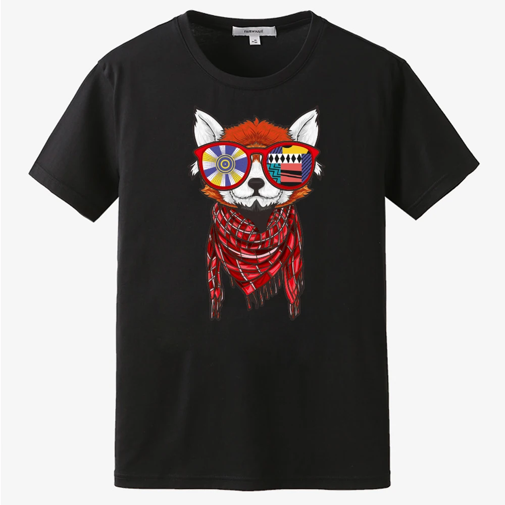 Red Panda Железный человек светодиодный светильник акустическое управление o-образным вырезом с короткими рукавами футболки звуковая активация рубашки для вечерние - Цвет: Red Panda