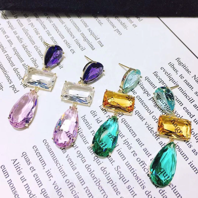 Be 8 водяная циркониевая капля серьги большой стеклянный геометрической формы