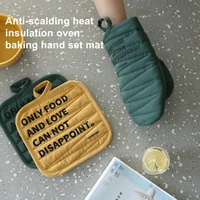 non slip yellow green cotton fashion nordic kitchen cooking microwave gloves baking bbq potholders oven mitts