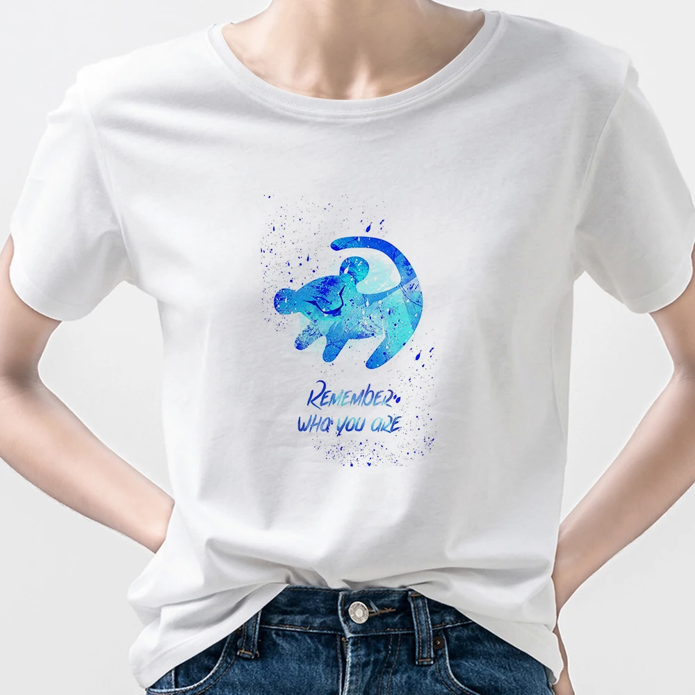 

Disney The Lion King Tshirt Women Kawaii Blue Simba Printed T-shirts Versatile Aesthetic Streetwear Design Clothes Hipster