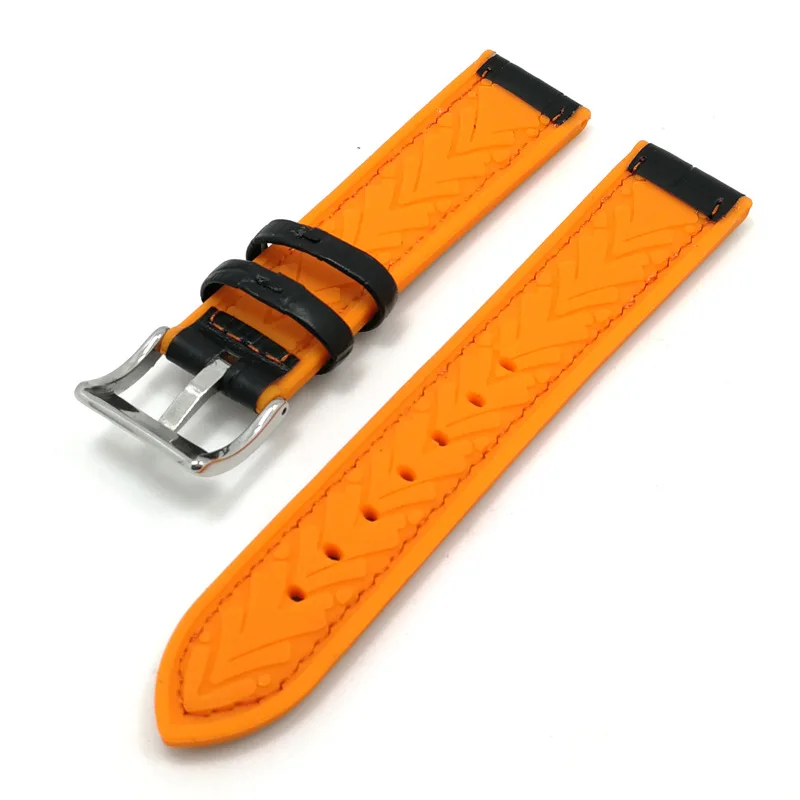 BEAFIRY Silicone+Leather Watch Band 20mm 22mm Waterproof Sweatproof Watchband Rubber Watch Strap black blue orange brown Belt