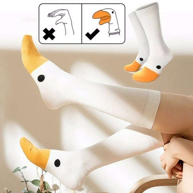 

Spring and Autumn Medium Tube Little Yellow Duck Trend Wild Cotton Socks Cute Cartoon Korean Long Tube Ladies Socks