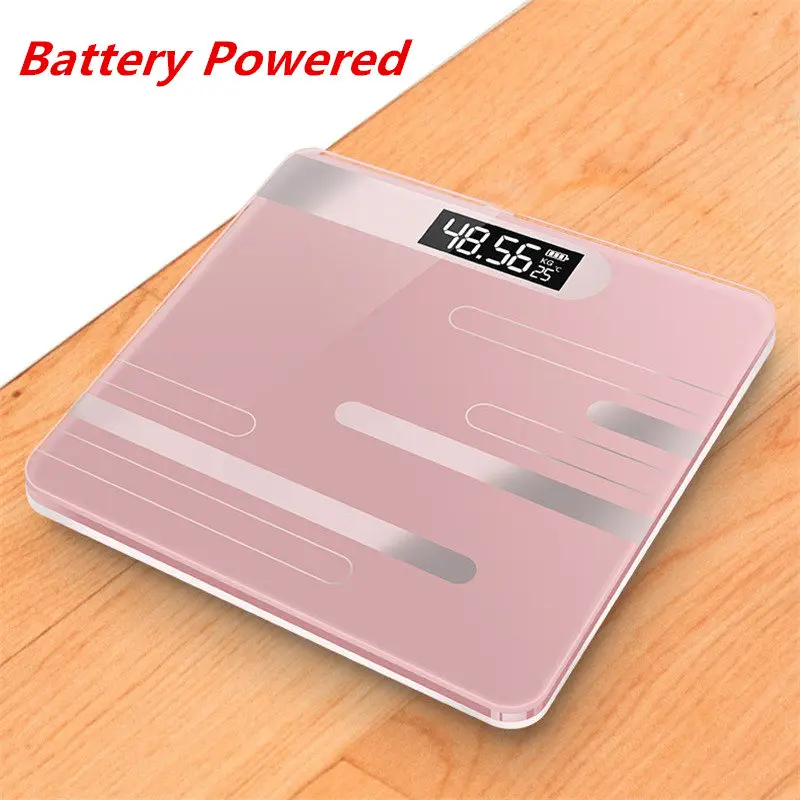 Battery-Line Rose Bathroom Floor Scales Body Fat Scale Scientific Electronic LED Digital Body Weight Balance Weighing Scales Water Muscle Mass BMI - Цвет: Battery-Line Rose