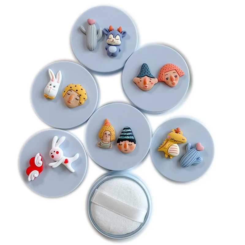 

10pcs 5g Plastic Empty Cartoon Loose Powder Container Make-up Loose Powder Puff Box Case with Powder Puff