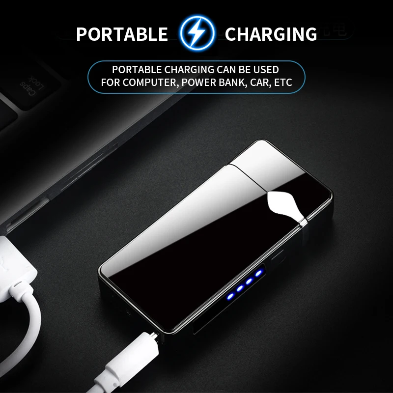 Новая ветрозащитная двухдуговая Зажигалка беспламенная электронная заряжаемая