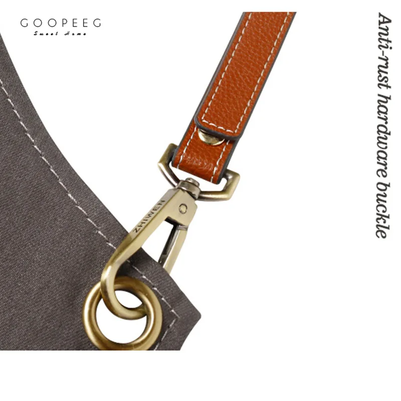 

GOOPEEG Gray Denim Apron Barber Barber Workwear Chinese Restaurant Same Floral Apron Customized LOGO