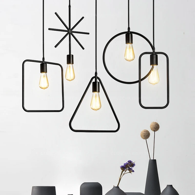 Винтажный подвесной светильник в стиле ретро черного цвета маленькая лампа для