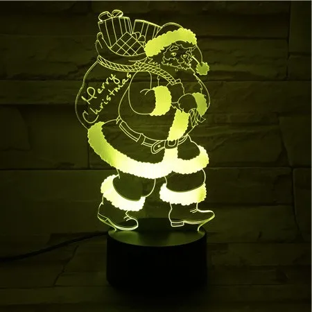 3d лампа милый подарок на Рождество Санта Клаус для детей сенсорный датчик