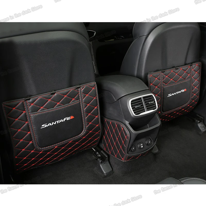 Lsrtw2017 волокно кожа заднего сиденья анти kick коврик для Hyundai Santa Fe 4th поколения 2019 2020