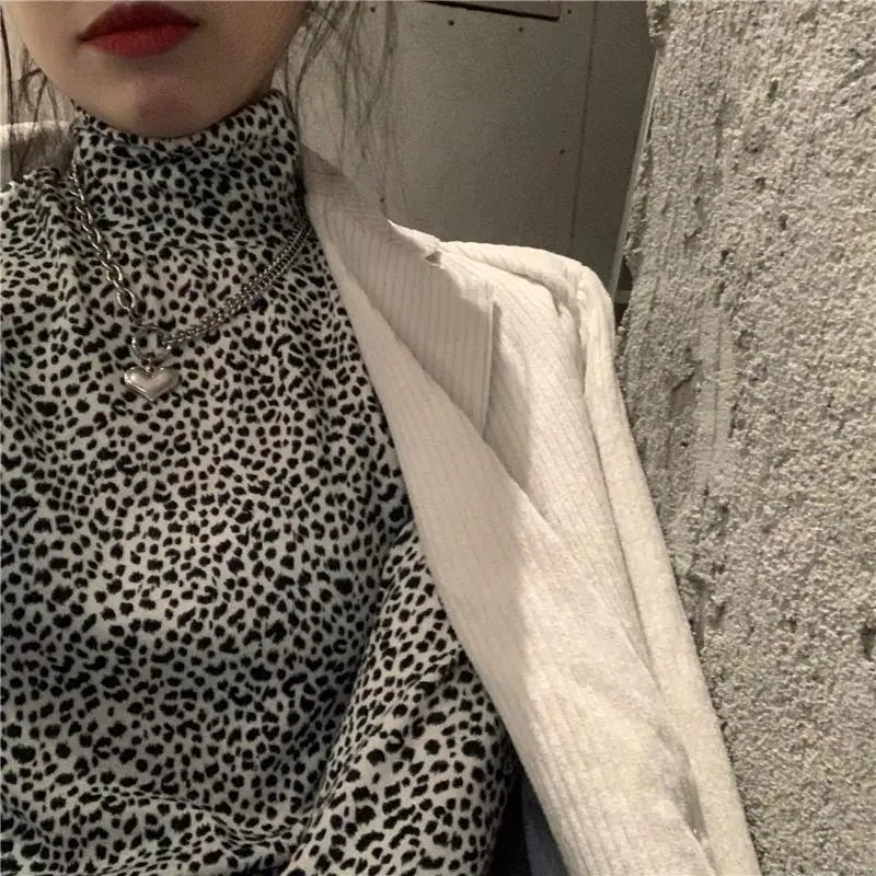 Женская осенне-зимняя футболка с длинным рукавом и высоким воротником - купить по