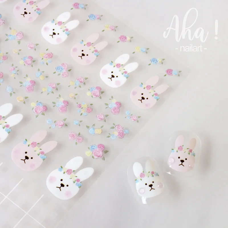 Наклейки для ногтей кролик морковь Медвежья Лапа слайдеры маникюр штамп