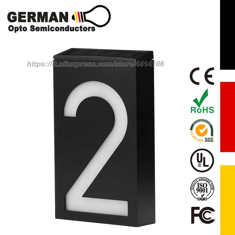 Светодиодный светильник на солнечной батарее с цифрами для дома садовые цифры