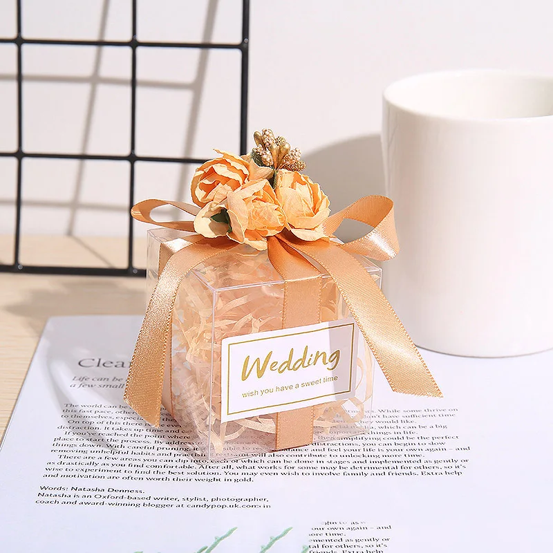 50pcs Wedding Favour Candy Boxes Bags With Ribbon Sweet Cake Gift Party Favo 