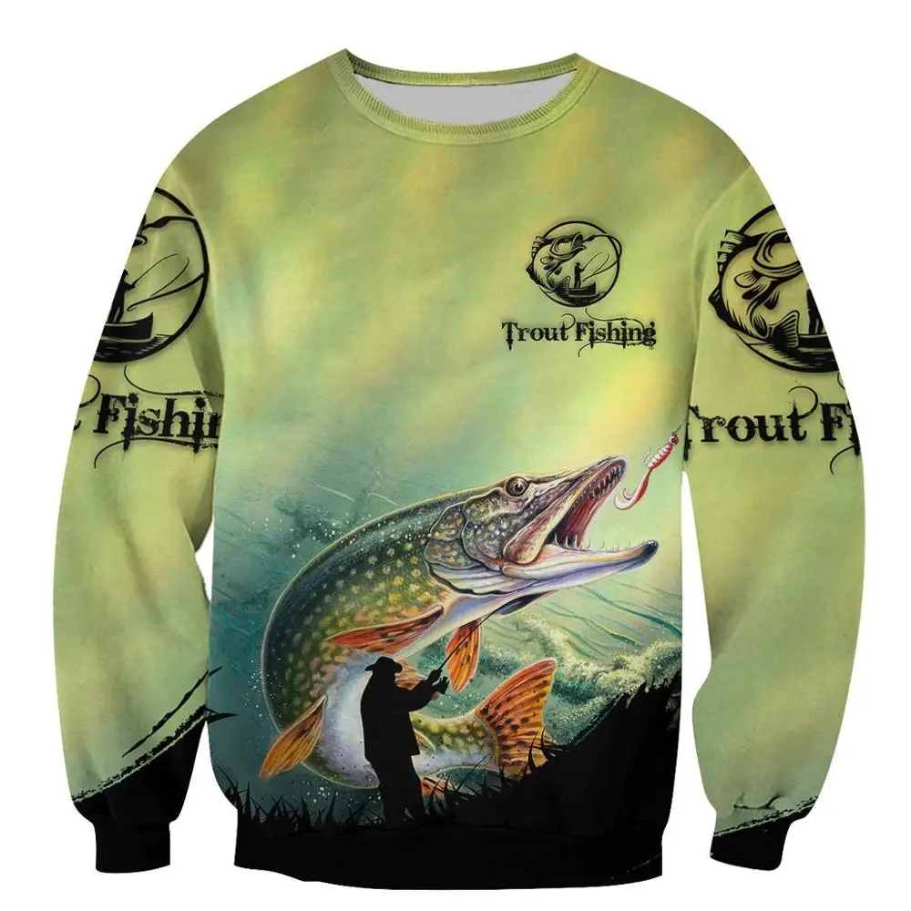 

PLstar Cosmos Bass Trout Fishing Fisher Animal Camo Autumn Sweatshirts Tracksuit Pullover Harajuku 3DPrint Men/Women Hoodies D15