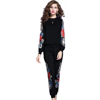 womens tracksuit 2022 autumn casual round neck long sleeve sportwear 2 piece pants sets embroidery women sweat suits