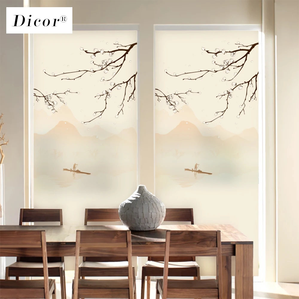 Декоративная виниловая пленка для окна DICOR без клея статическая липкая витражная