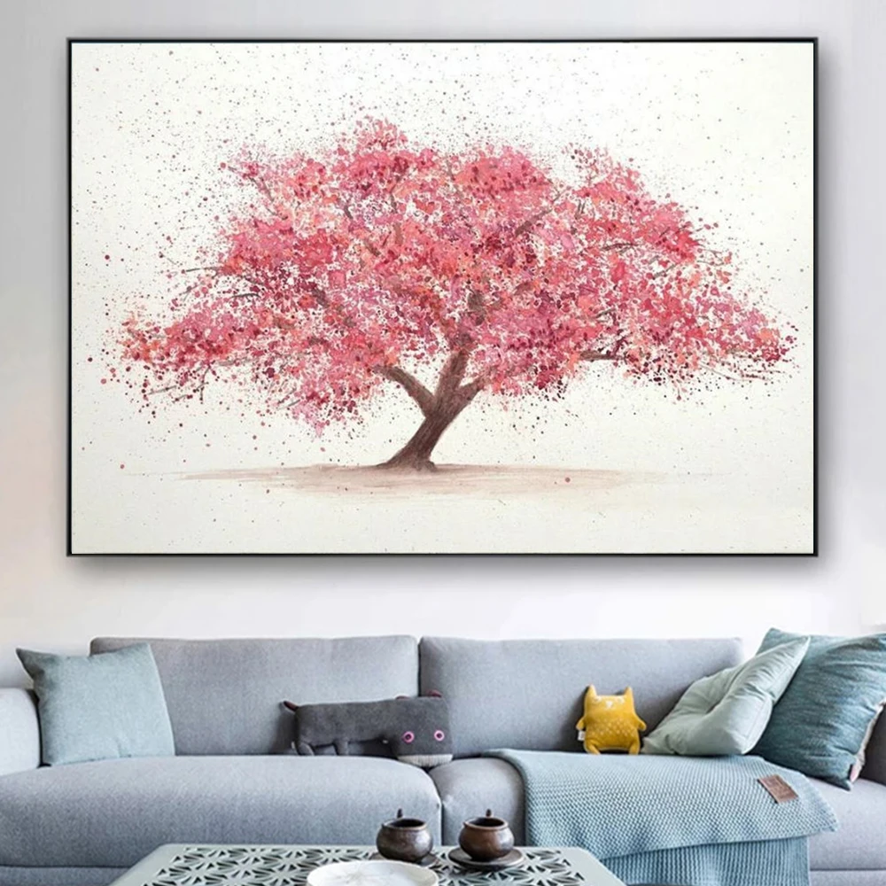 

Cherry Tree Blossom Canvas Painting Wall Art Pink Tree Picture For Living Room Posters And Prints Artistic Home Decor Cuadros