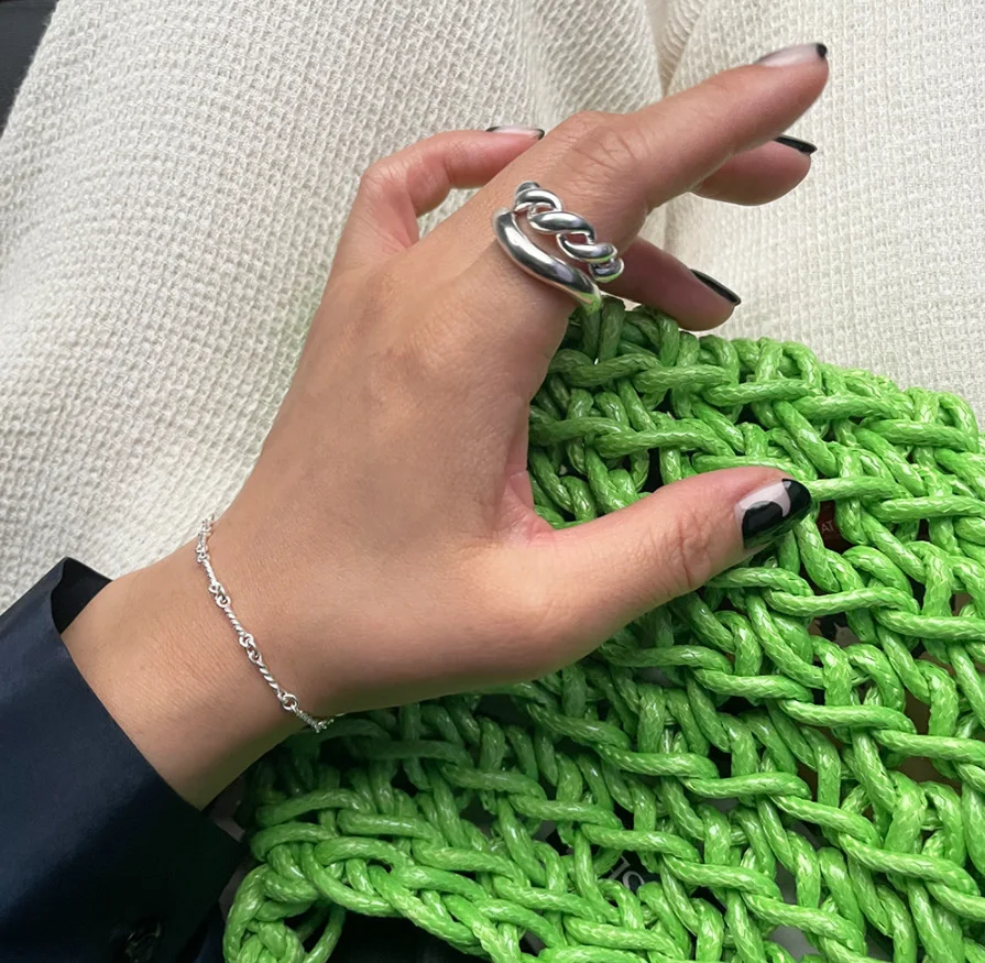 

925 Sterling Silver Rope Twist Ring Simple Gifts For Women Aesthetic Trendy Gothic Luxury Wedding Resizable Rings 2021 Jewellery