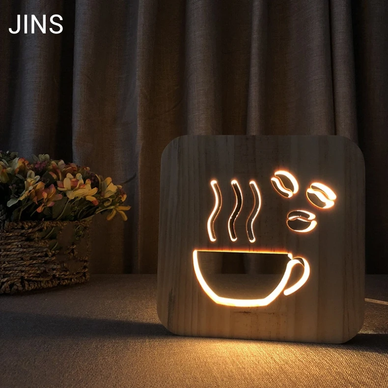 Современная Деревянная кофейная чашка светодиодный USB-светильник для кафе