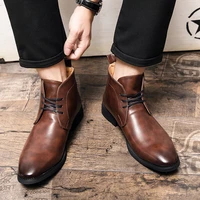 2020 fashion men shoes spring autumn ankle boots men comfortable pointed toe shoes men casual male leather boots plus size 38 48