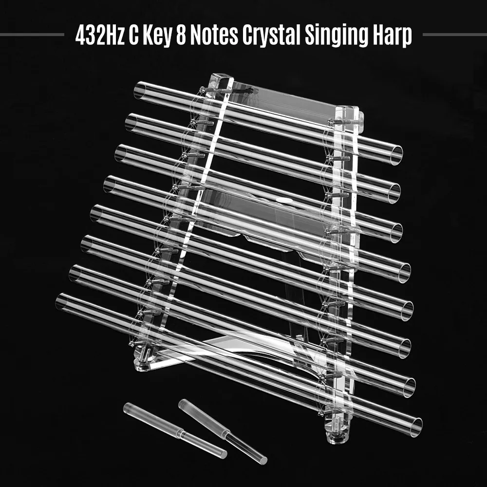 432Hz Crystal Singing Harp C Key 8 Notes Healing Musical Instrument for Sound Therapy with Mallets Aluminum Carry Case - купить по