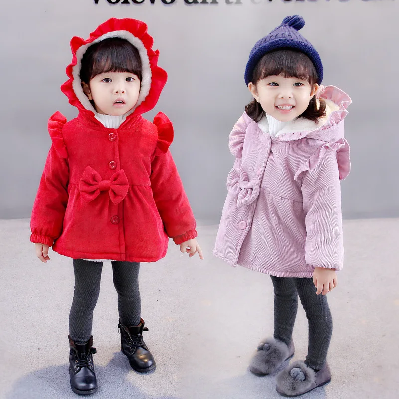 

New Toddler Girls Winter Coat Baby Girls Princess Coat Jacket Hoodie Casual Corduroy Cotton Outerwear for Infants Girls Clothing