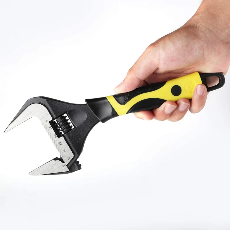 

10-Inch Adjustable Wrench Wide Opening Ultra-Thin Wrench Chrome Vanadium Alloy Adjustable Spanner and Pipe Forceps