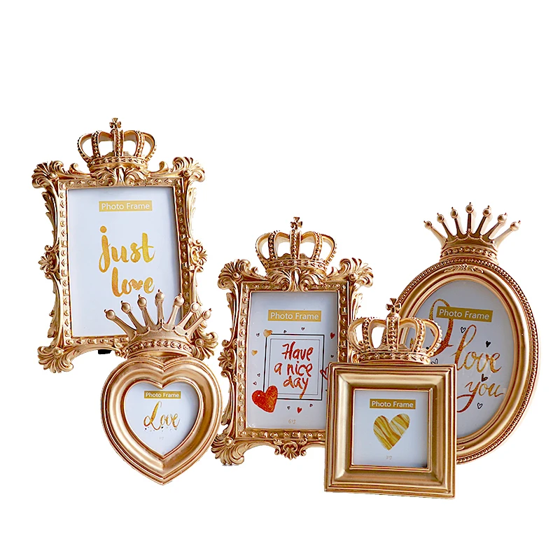 Винтажная резная Золотая Корона фоторамка рамка из смолы для картины 3/6/7 дюйма