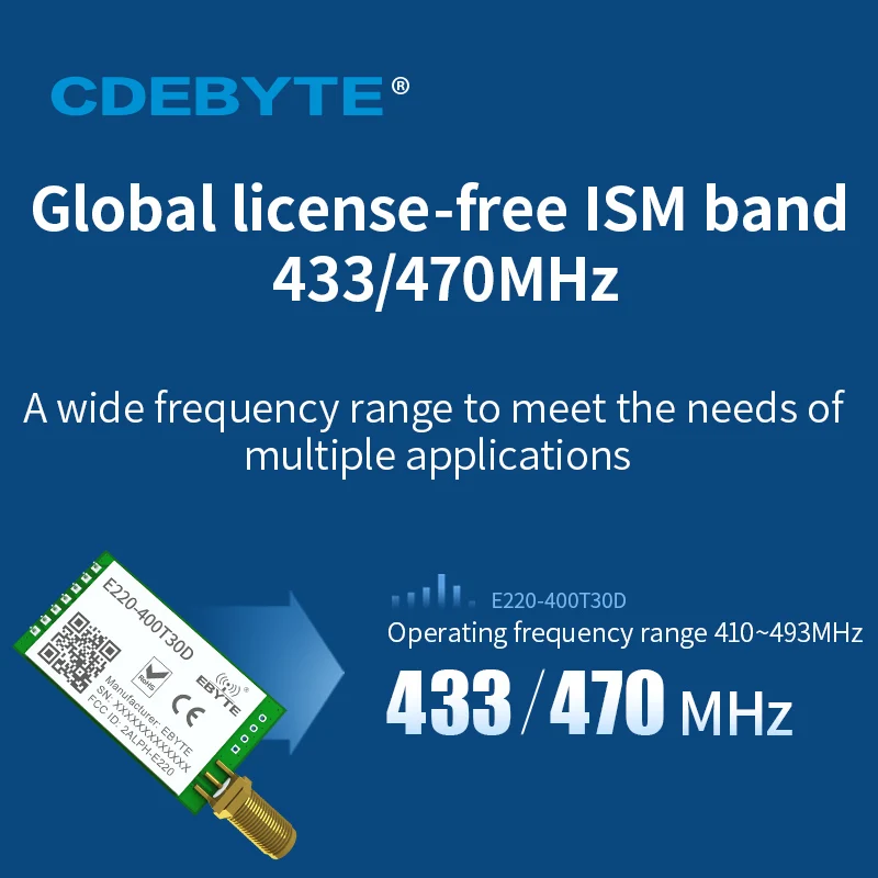Беспроводной модуль LoRa 433 МГц LLCC68 470 30 дБм дальний радиус 10 км RSSI CDEBYTE E220 400T30D SMA K DIP