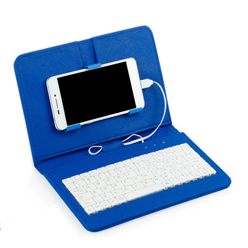 Проводная клавиатура 2 в 1 для телефона универсальная из искусственной кожи