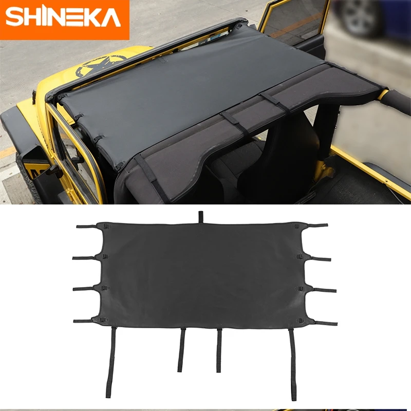 SHINEKA Car Roof Leather Soft Top Protection Sunshade Anti UV Cover for Jeep Wrangler TJ 1997-2006 Black Exterior Accessories