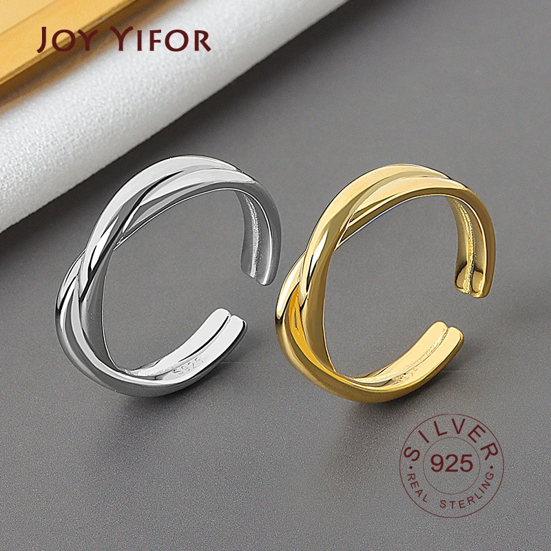 

925 Sterling Silver Engagement Rings for Women Couple Trendy cross Irregular Geometric Handmade Jewelry Valentine's day Gifts