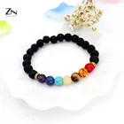 Бусины в виде чакры браслет 7 Чакр Lava Rock Stone браслет из натурального камня, Бусины В Стиле Йоги браслеты расслабиться лечебный браслет для мужчин и женщин