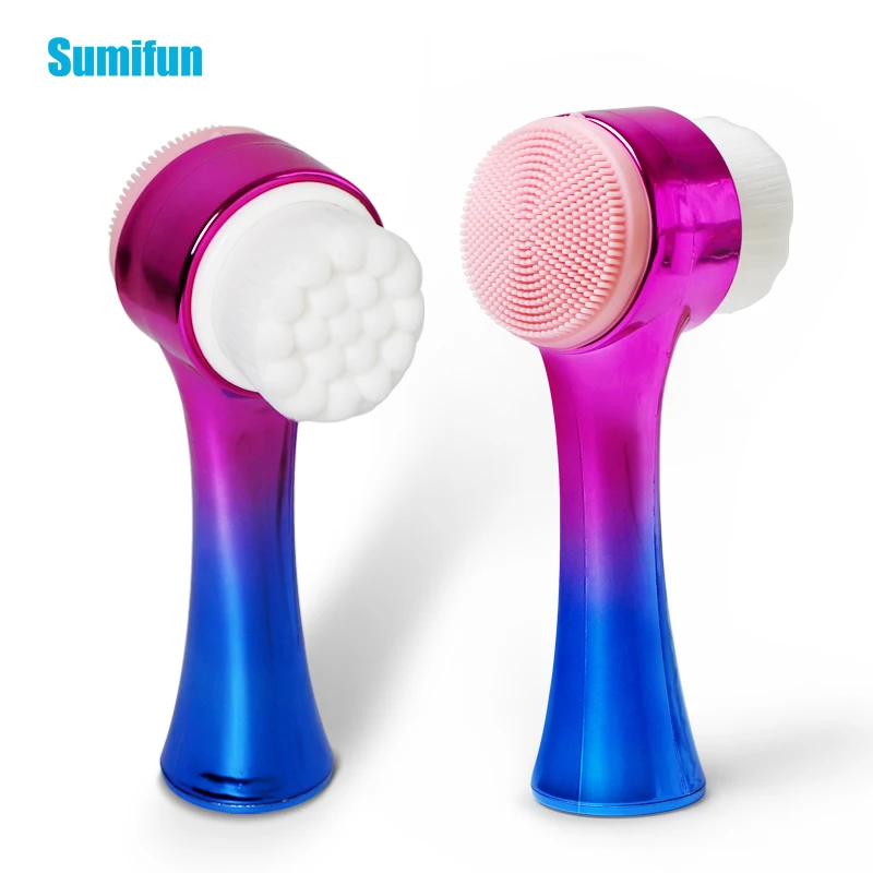 

2021 New Double-sided Wash Brush Facial Cleanser Soft Hair Silicone Manual Cleansing Brush Wash Artifact Deep Clean Pores C1966