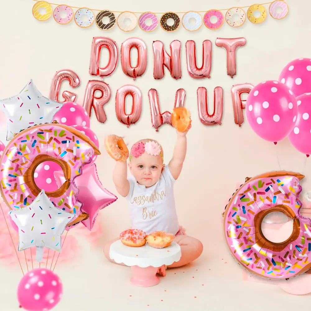 Staraise Donut Party Decoration Balloon Banner Cake Topper Birthday Decor Kids Baby Shower Supplies Doughnut | Дом и сад